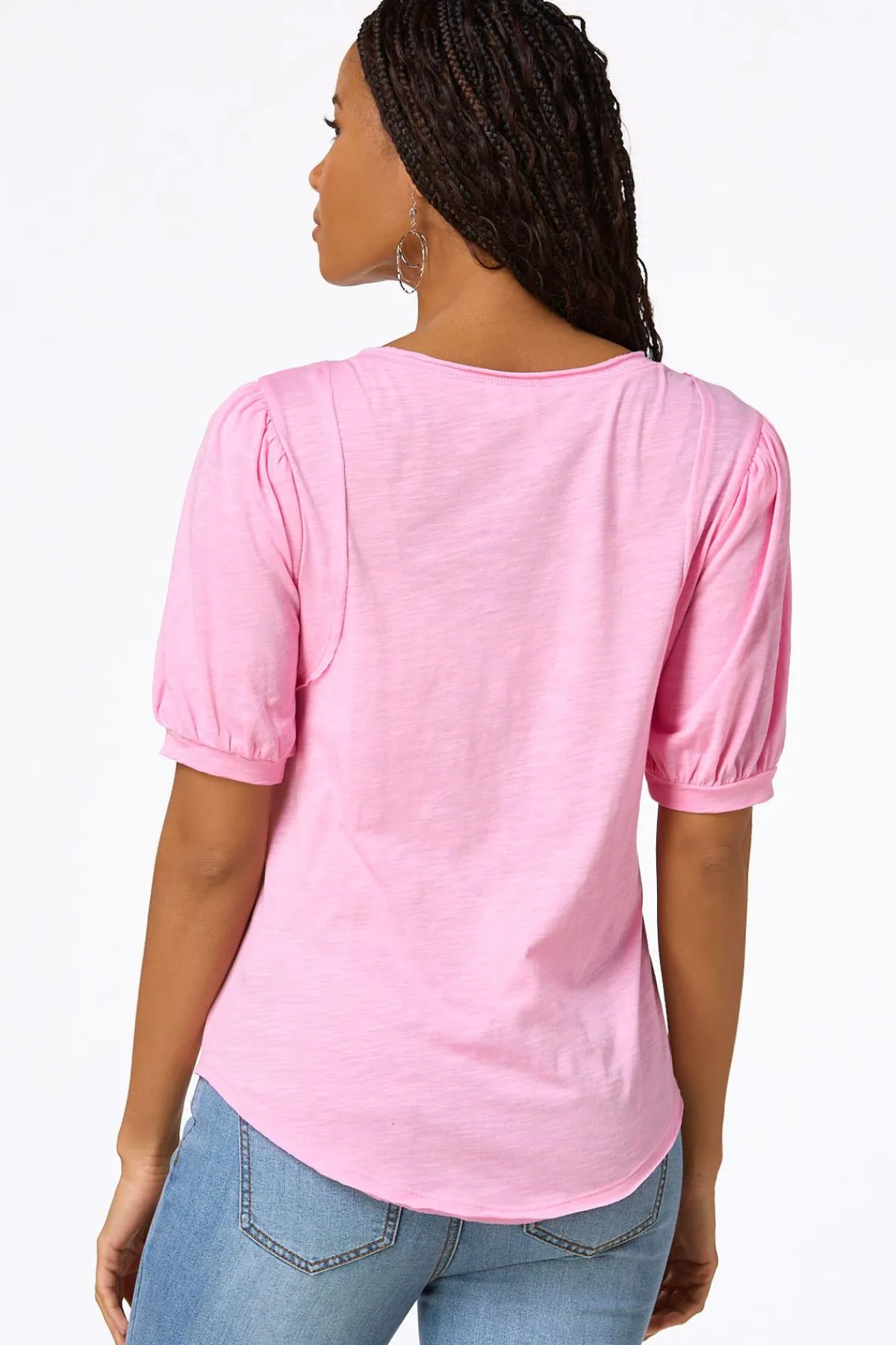 Cato Puff Sleeve Snap Henley> Tops