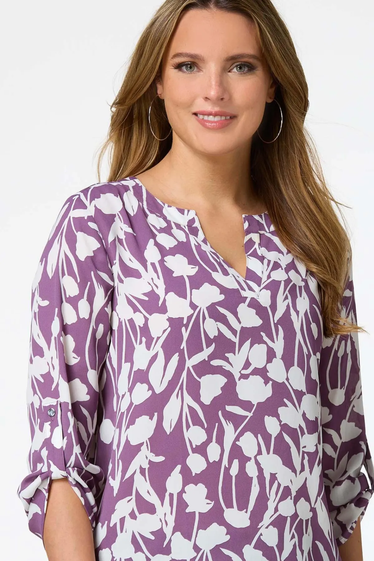 Cato Purple Floral Tunic> Tops