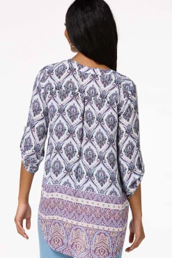 Cato Purple Medallion High- Low Top> Tops