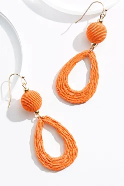 Cato Raffia Ball Tear Earrings> Earrings