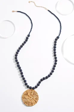 Cato Raffia Circle Pendant Necklace> Necklaces
