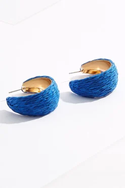 Cato Raffia Moon Shape Hoop Earrings> Earrings