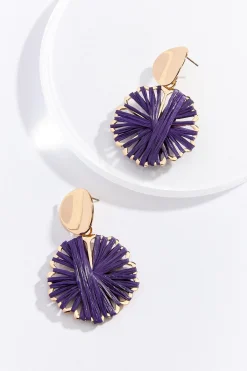 Cato Raffia Wrapped Flower Earrings> Earrings