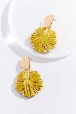 Cato Raffia Wrapped Flower Earrings> Earrings