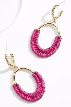 Cato Raffia Wrapped Oval Earrings> Earrings