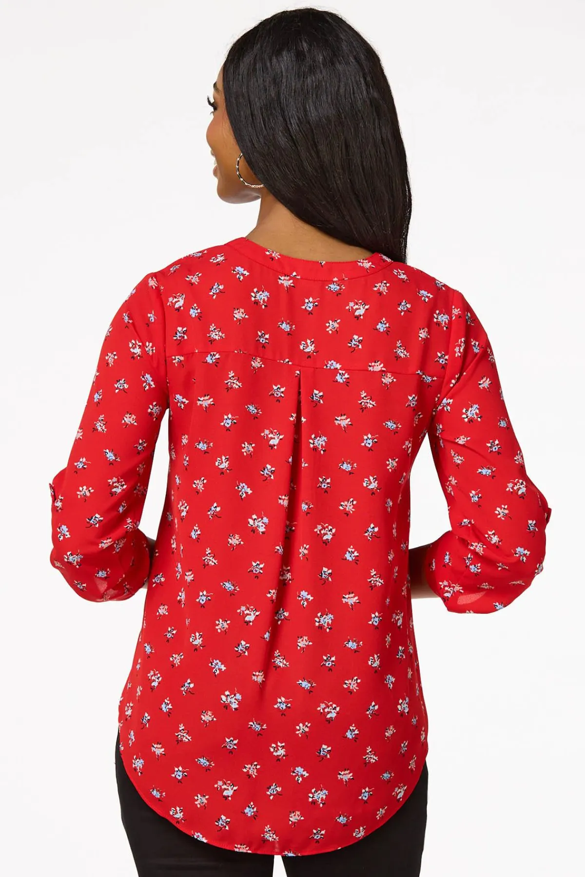 Cato Red Floral Equipment Top> Tops