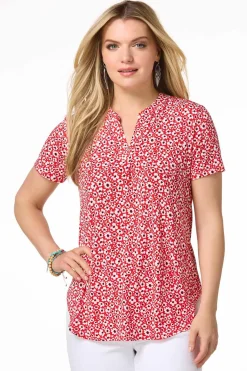 Cato Red Floral Top> Tops