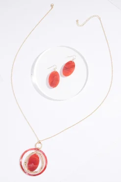 Cato Red Gold Pendant Necklace Set> Sets|Necklaces