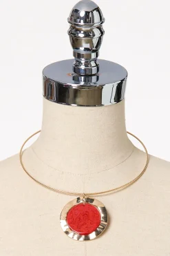 Cato Red Lucite Pendant Wire Necklace Set> Sets|Necklaces