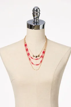 Cato Red Pink Mixed Bead Necklace Set> Sets|Necklaces