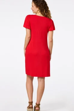 Cato Red Puff Sleeve Dress> Dresses
