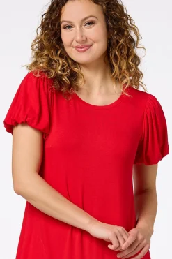 Cato Red Puff Sleeve Dress><noscript><img width=