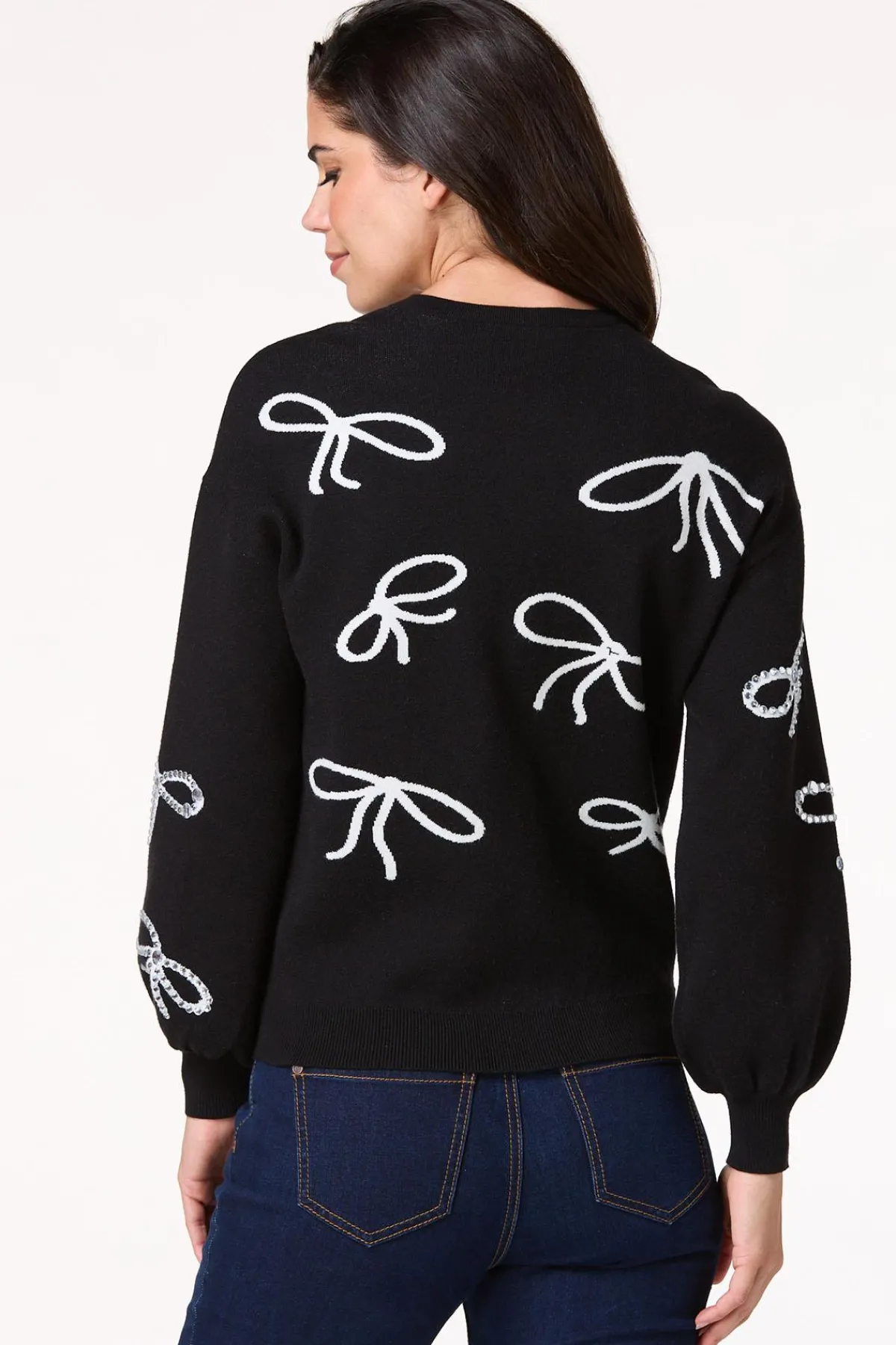 Cato Rhinestone Bow Sweater> Sweaters