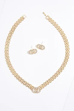 Cato Rhinestone Circle Link Necklace Set> Sets|Necklaces