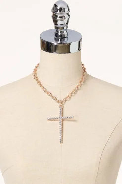 Cato Rhinestone Cross Pendant Necklace> Inspirational|Sets