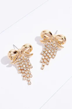 Cato Rhinestone Fringe Bow Earrings> Social Occasion|Earrings