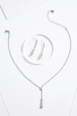 Cato Rhinestone Linear Short Necklace Set> Sets|Earrings