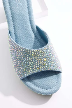 Cato Rhinestone Trim Denim Wedges><noscript><img width=