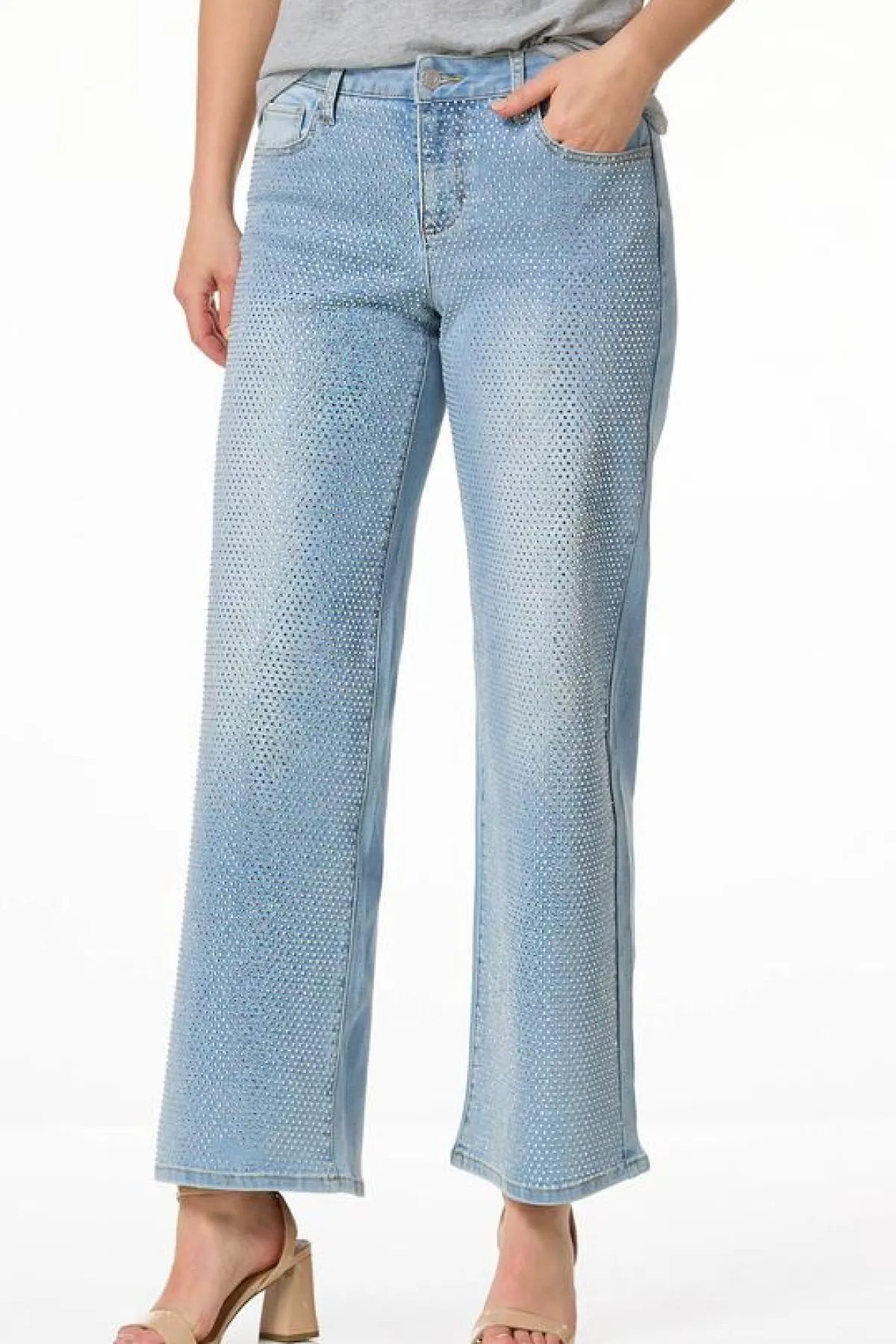 Cato Rhinestone Wide Leg Jeans> Jeans