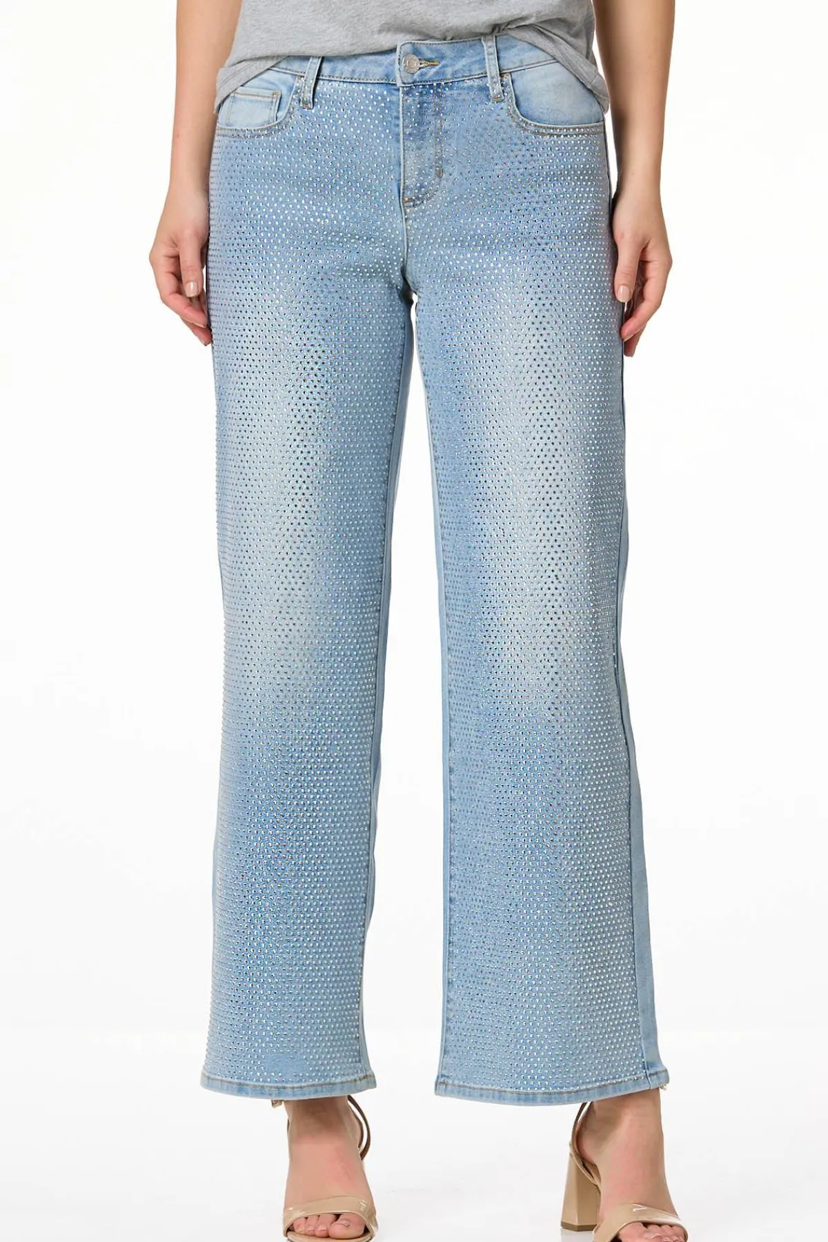 Cato Rhinestone Wide Leg Jeans> Jeans
