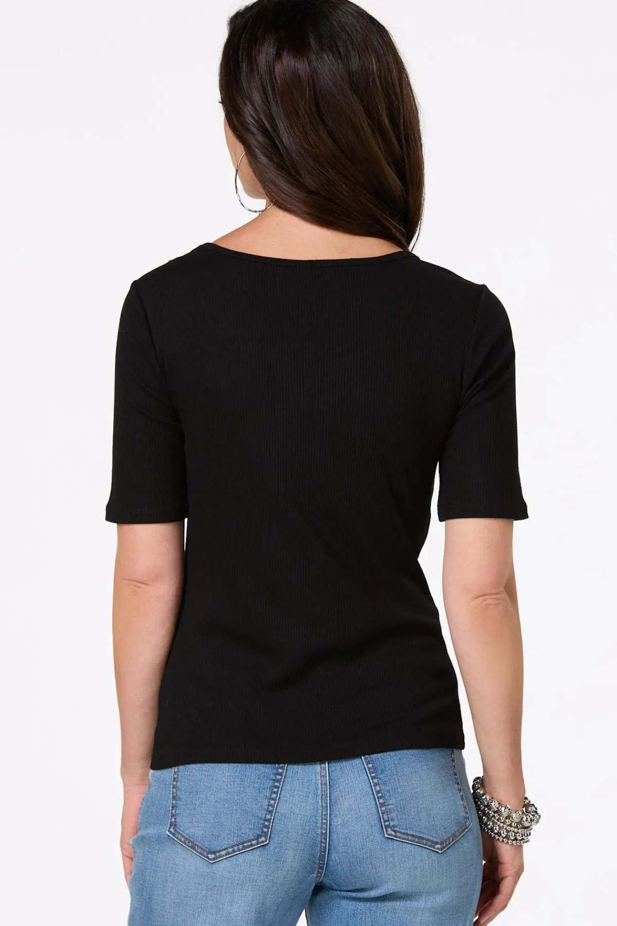 Cato Ribbed Crochet Trim Top> Tops