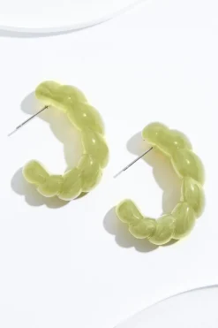 Cato Ribbed Lucite Hoop Earrings> Earrings