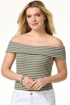 Cato Ribbed Off Shoulder Top> Tops