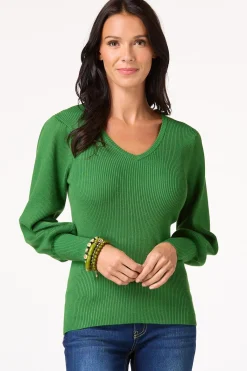 Cato Ribbed Puff Sleeve Sweater> Sweaters
