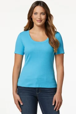 Cato Ribbed Scoop Neck Top> Tops
