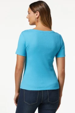 Cato Ribbed Scoop Neck Top> Tops