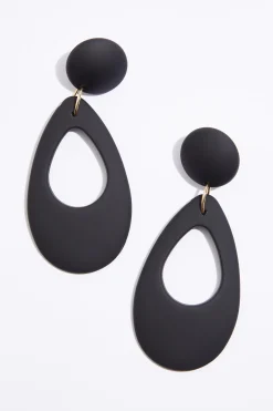 Cato Rubber Coated Open Tear Earrings><noscript><img width=