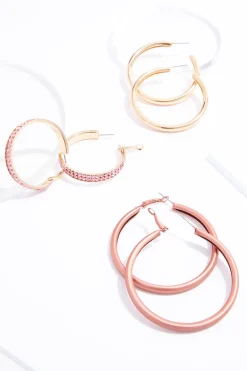 Cato Rubber Glass Hoop Earring Set> Earrings