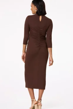 Cato Ruched Mock Neck Midi Dress> Dresses