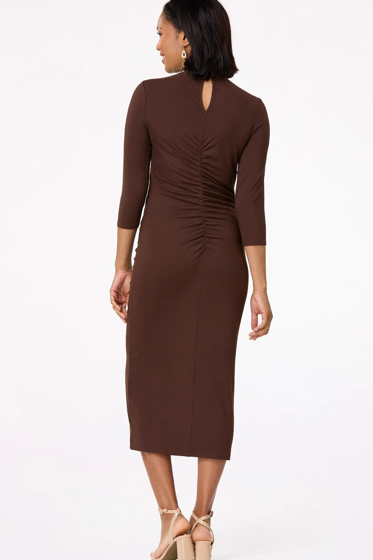 Cato Ruched Mock Neck Midi Dress> Dresses