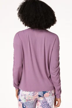 Cato Ruched Ribbed Henley Top> Athleisure|Tops