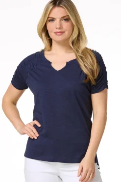Cato Ruched Shoulder Tee> Tops