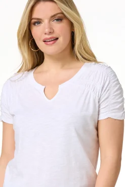 Cato Ruched Shoulder Tee><noscript><img width=