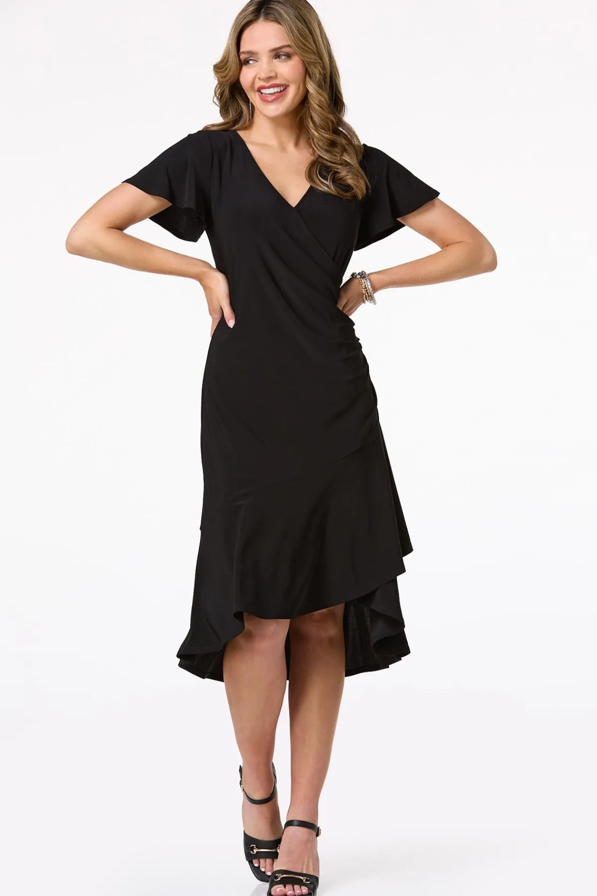 Cato Ruched Side Drape Midi Dress> Dresses