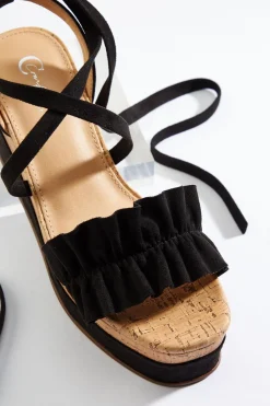 Cato Ruffle Band Ankle Strap Wedges> Sandals