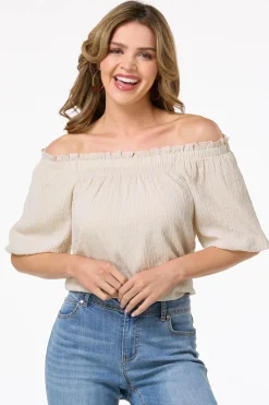 Cato Ruffled Balloon Sleeve Top> Tops