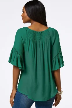 Cato Ruffled Bell Sleeve Top><noscript><img width=
