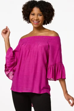 Cato Ruffled Bell Sleeve Top><noscript><img width=