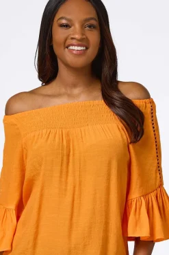 Cato Ruffled Bell Sleeve Top><noscript><img width=