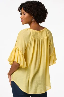 Cato Ruffled Bell Sleeve Top><noscript><img width=