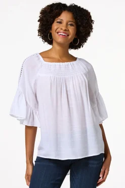 Cato Ruffled Bell Sleeve Top><noscript><img width=
