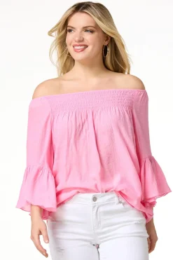 Cato Ruffled Bell Sleeve Top><noscript><img width=