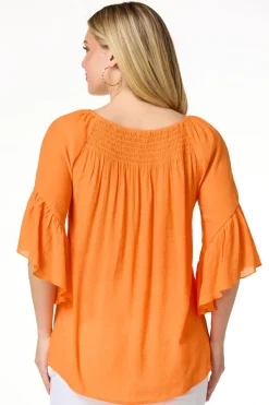 Cato Ruffled Bell Sleeve Top><noscript><img width=