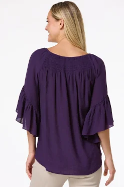 Cato Ruffled Bell Sleeve Top><noscript><img width=