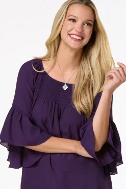 Cato Ruffled Bell Sleeve Top><noscript><img width=