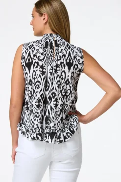 Cato Ruffled Black And White Top> Tops